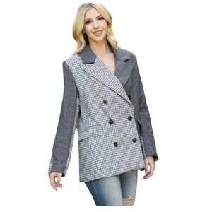 L Love Black Grey White Peak Lapel Blazer NWT Size L